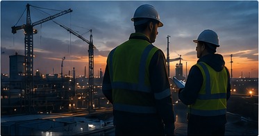 Industrial workers at project site